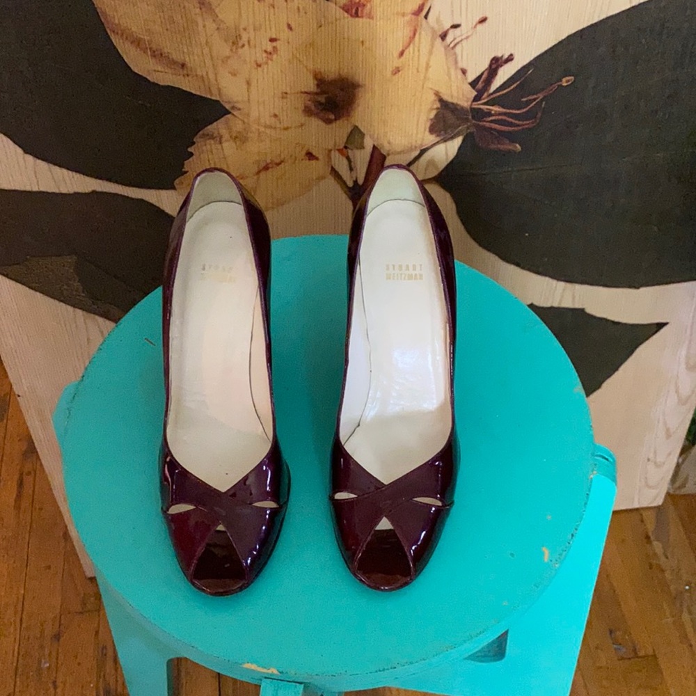 Stuart weitzman Peep Toe Patent Wedges